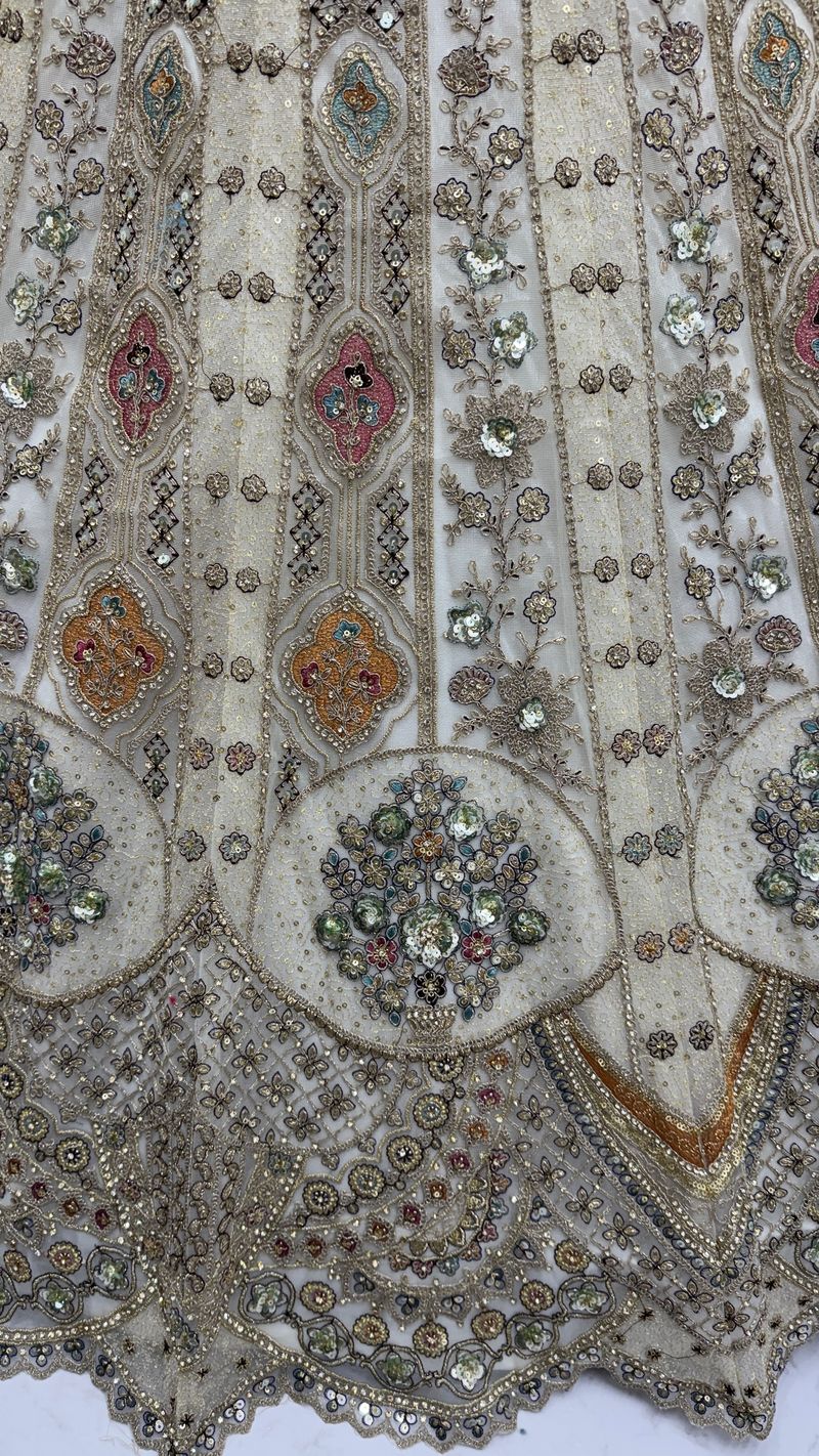 White Pure Soft Orgenza Sequins Work Bridal Lehenga Choli