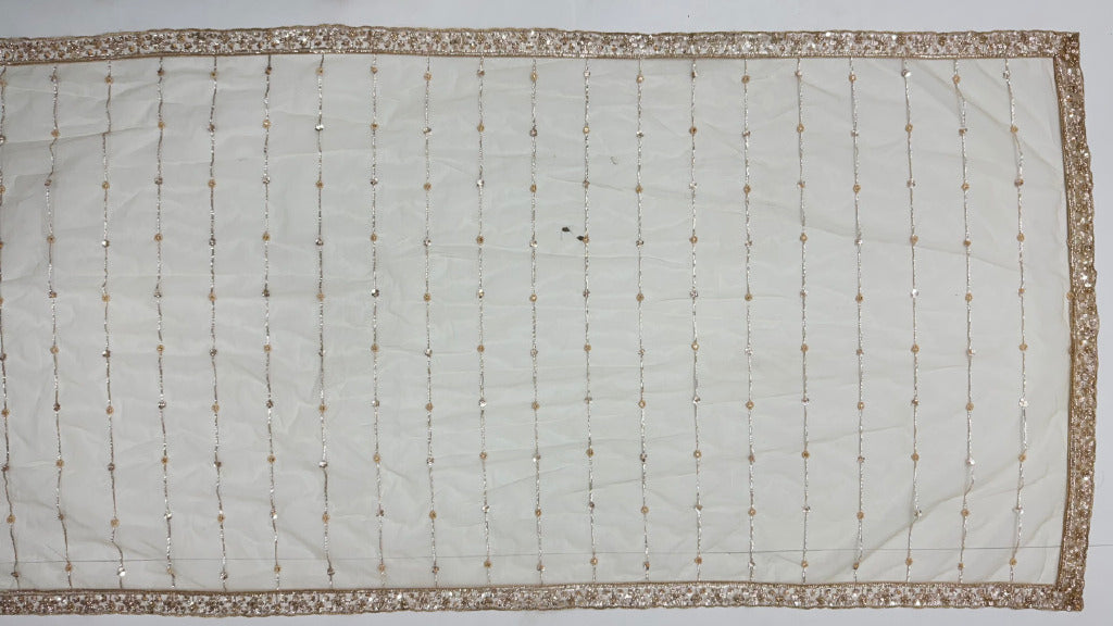 Beige Pure Heavy Net Motif Handwork Zari Sequins Work Bridal Lehenga Choli