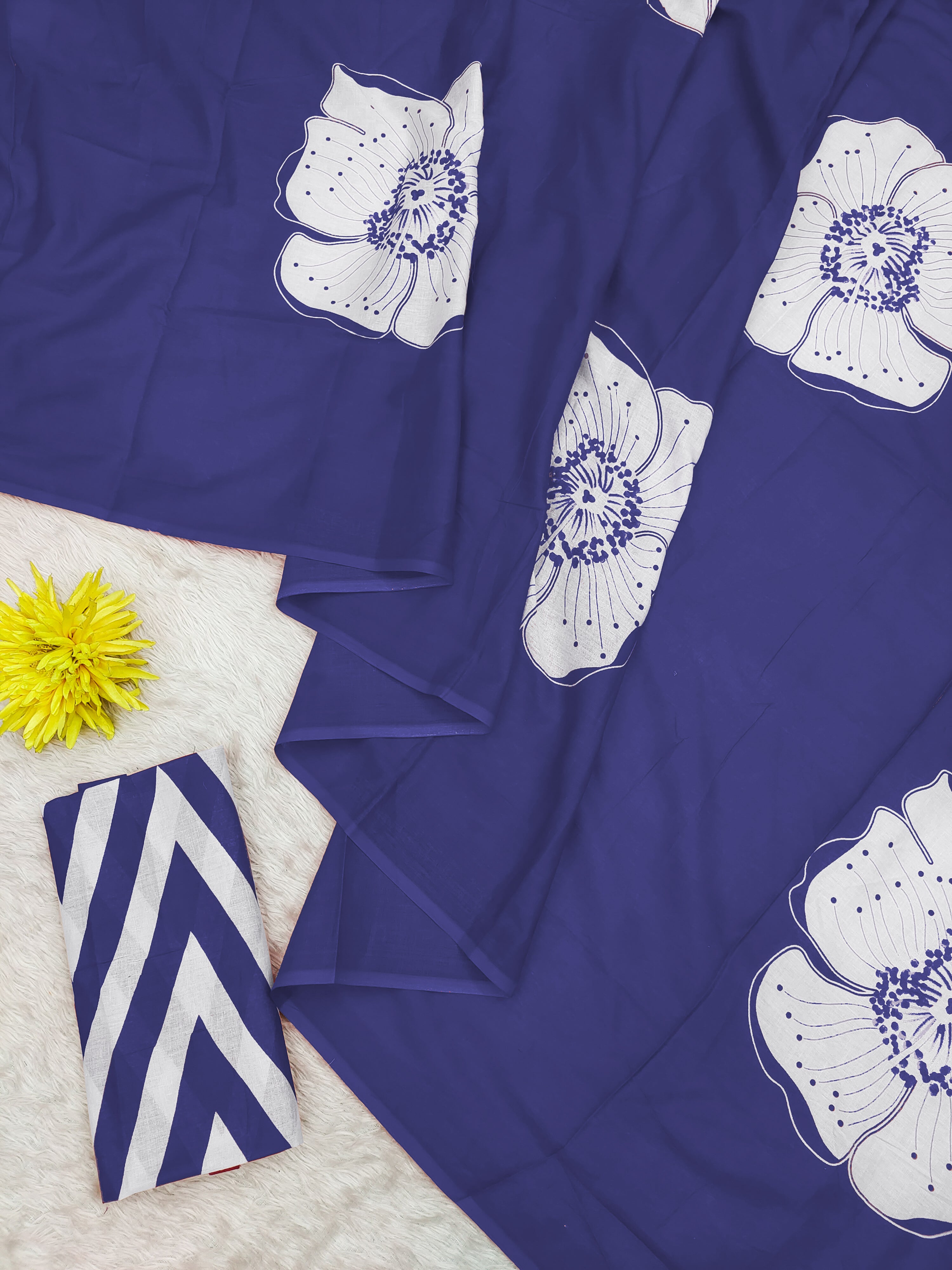 Blue Pure Soft Cotton Bagru Block Print Saree Cotton saree Anant Tex Exports Pvt.Ltd..