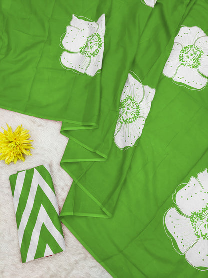 Green Pure Soft Cotton Bagru Block Print Saree Cotton saree Anant Tex Exports Pvt.Ltd..