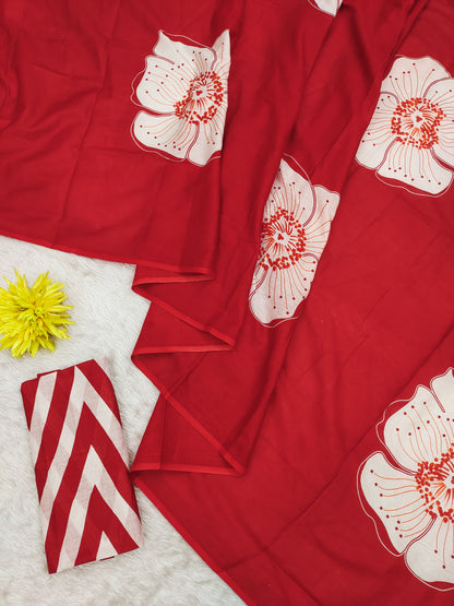 Red Pure Soft Cotton Bagru Block Print Saree Cotton saree Anant Tex Exports Pvt.Ltd..