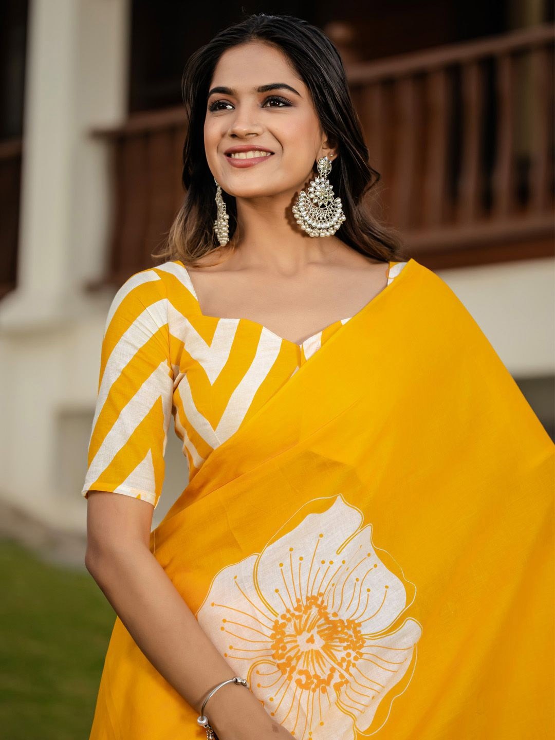 Yellow Pure Soft Cotton Bagru Block Print Saree
