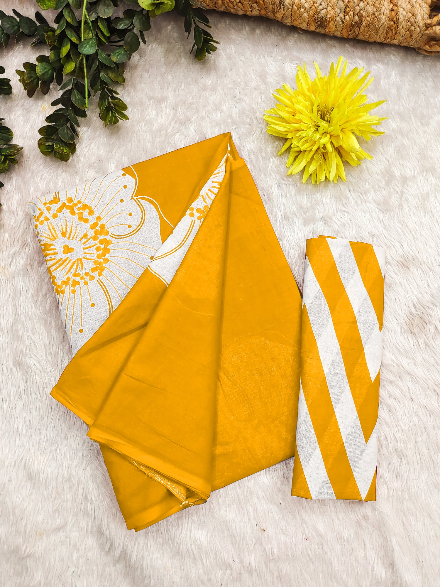 Yellow Pure Soft Cotton Bagru Block Print Saree Cotton saree Anant Tex Exports Pvt.Ltd..