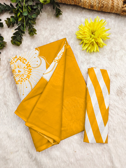 Yellow Pure Soft Cotton Bagru Block Print Saree Cotton saree Anant Tex Exports Pvt.Ltd..
