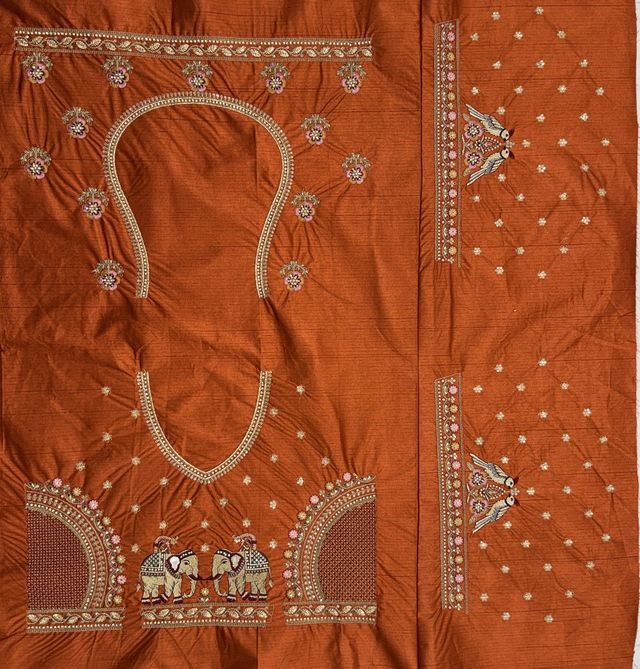 Orange Pure Soft Gadwal Silk Heavy Embroidery Work Bridal Lehenga 
