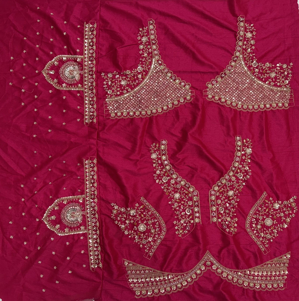 Red Pure Gadhwal Silk Peacock Pattern Handwork Motif Sequins Work Bridal Lehenga Choli