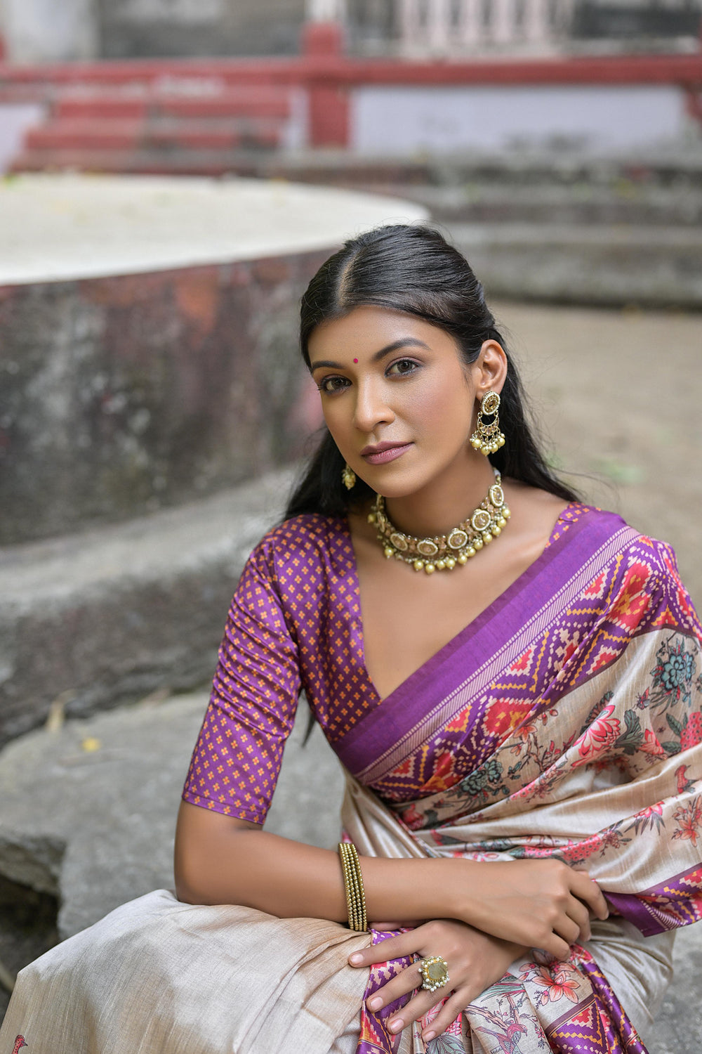 Wine Pure Soft Tussar Silk with patola Print Tussar Saree Tussar Saree Anant Tex Exports Pvt.Ltd..