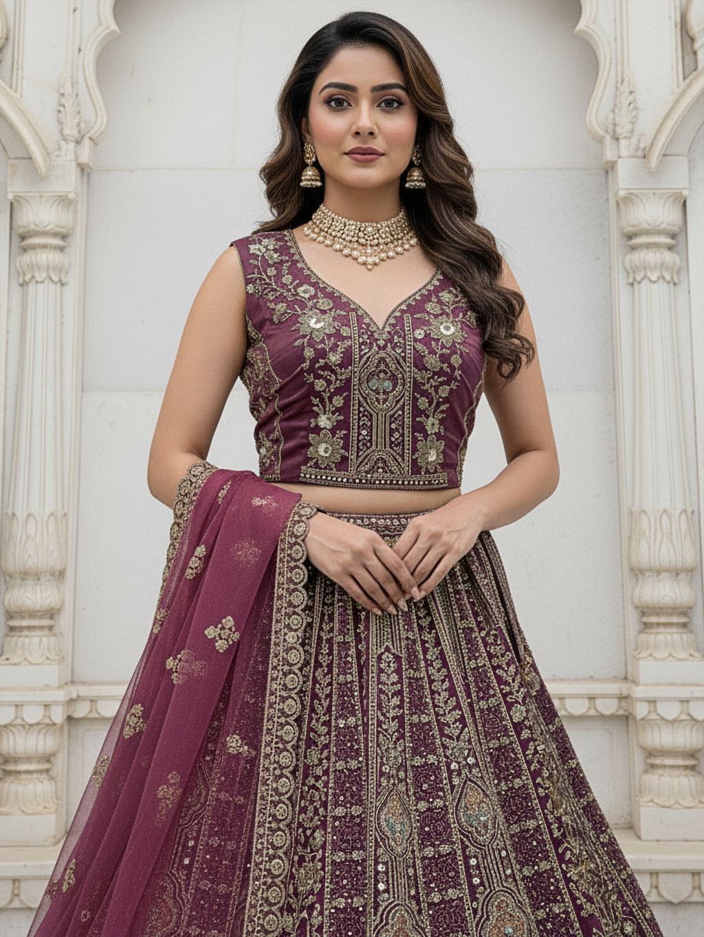 Onion Pure Soft Orgenza Sequins Work Bridal Lehenga Choli