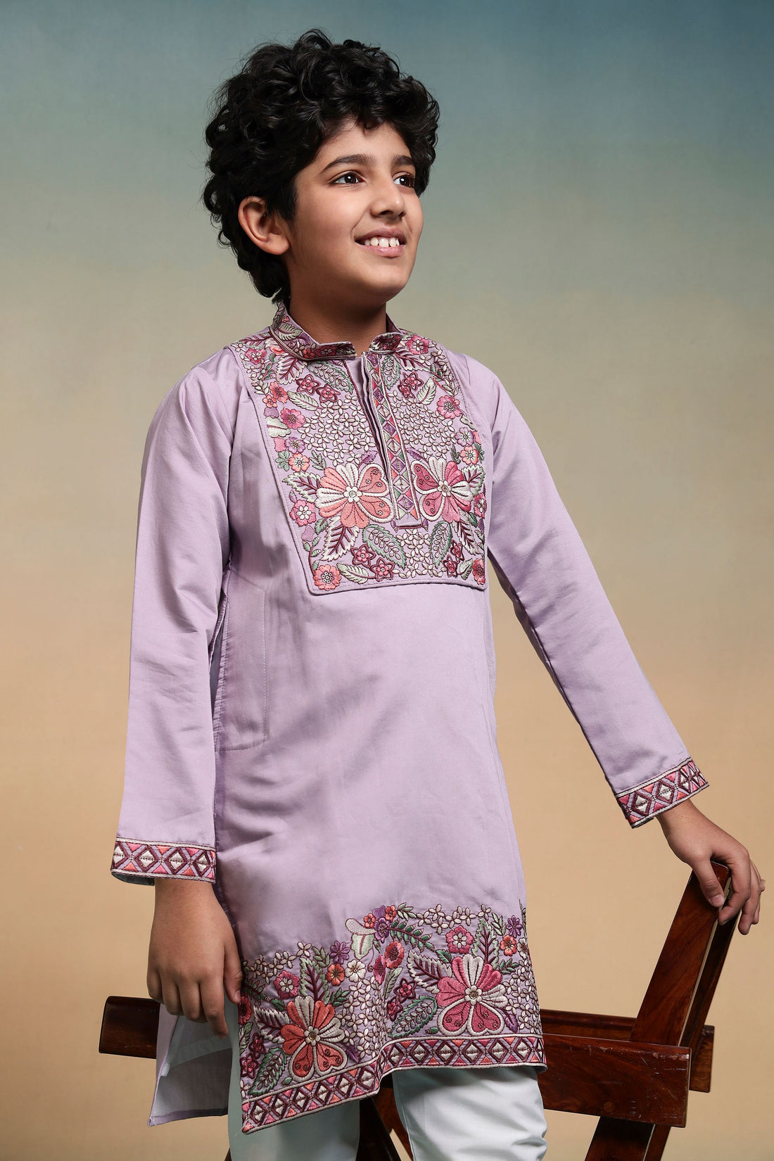 Lavendor Pure Viscose Silk Kids Boy Kurta Pajama 