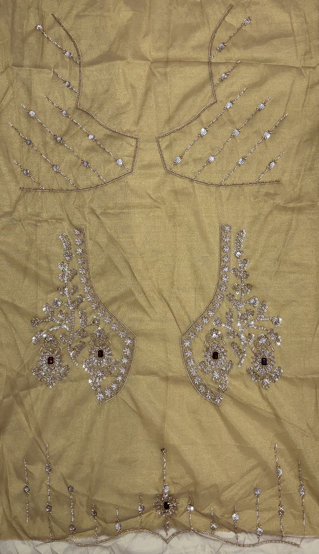 Chicku Pure  Fendi Tussaud Silk Crystal Beads work Multi Thread Dori and Sequins Work Sequins Work Bridal Lehenga Choli