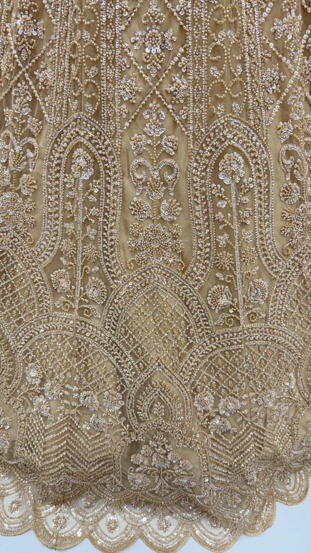 Chiku Pure Heavy Net Motif Handwork Zari Sequins Work Bridal Lehenga Choli