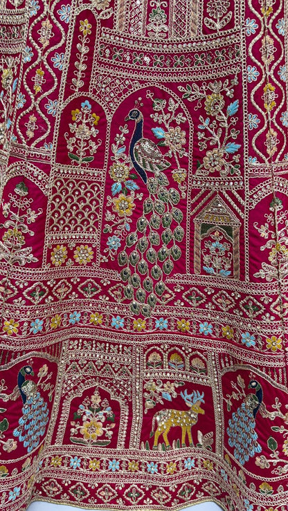 Rani Pink Pure Soft Silk Heavy Embroidery Work Bridal Lehenga 