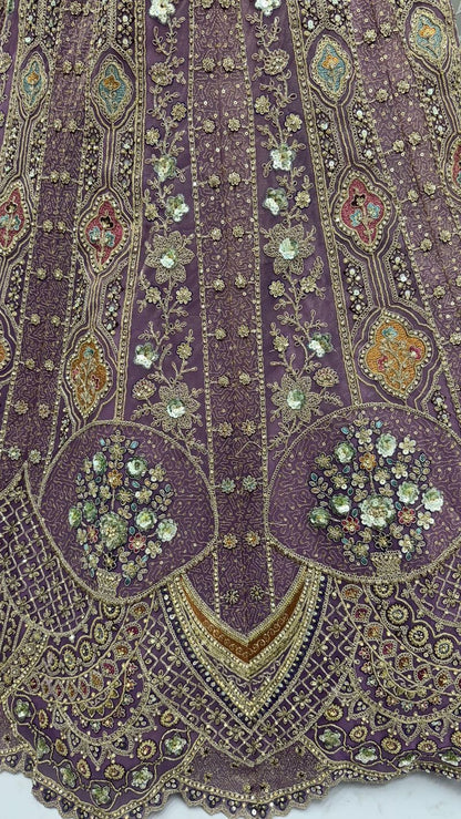 Purple Pure Soft Orgenza Sequins Work Bridal Lehenga Choli Organza Lehenga Choli Anant Tex Exports Pvt.Ltd..