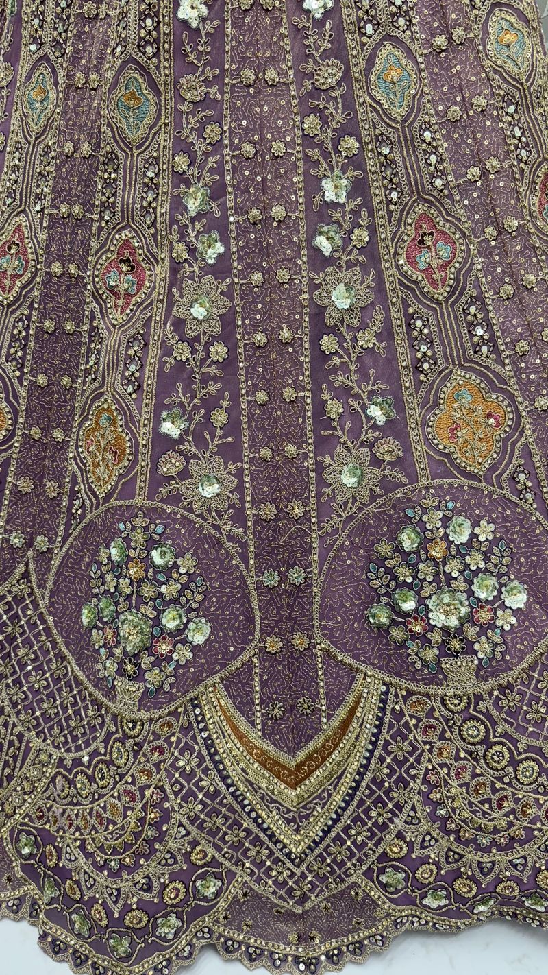 Purple Pure Soft Orgenza Sequins Work Bridal Lehenga Choli