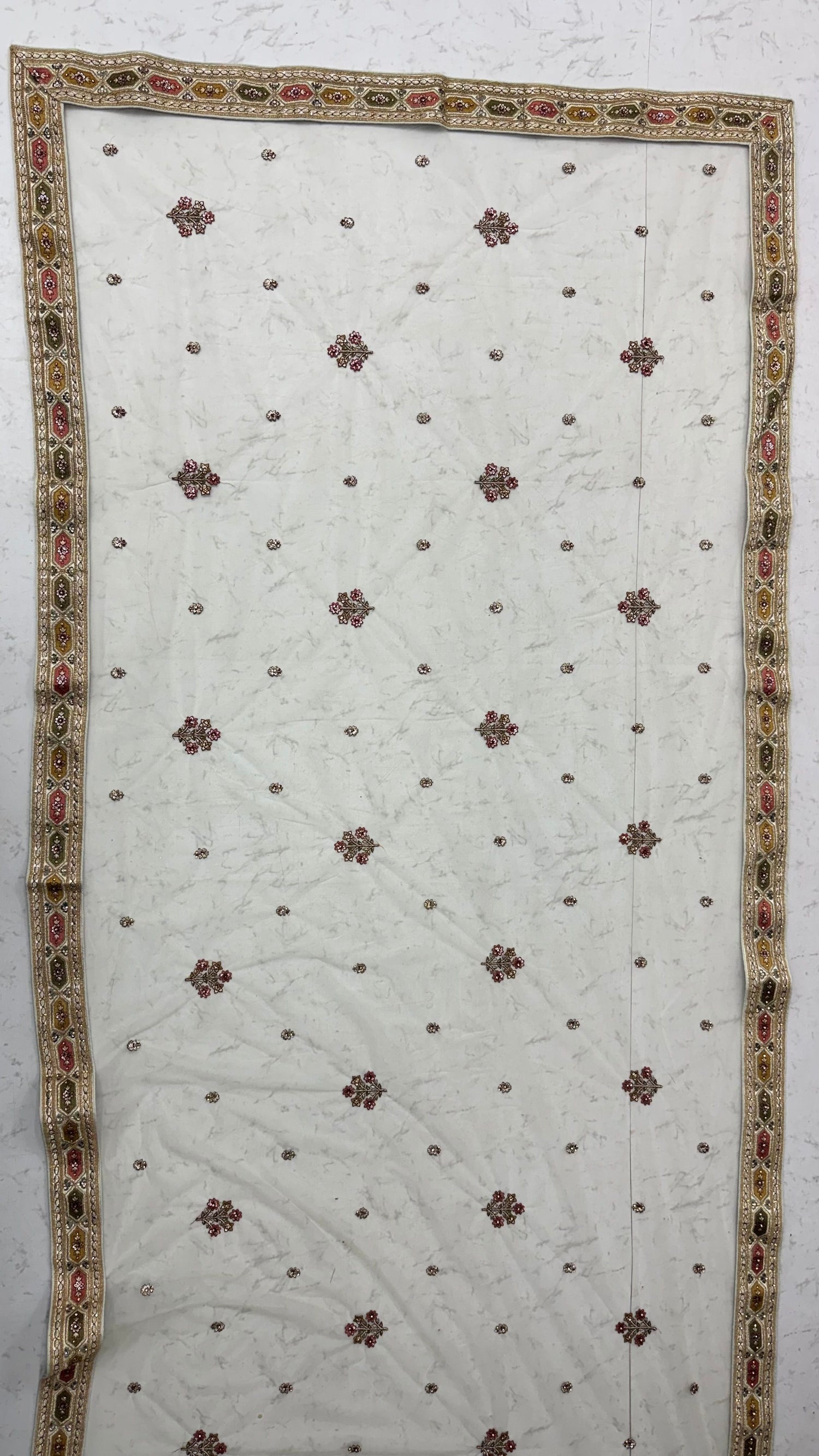 White Pure Slubb Silk Premium Dori Embroidery Sequins &amp; Diamond Work Bridal Lehenga Choli