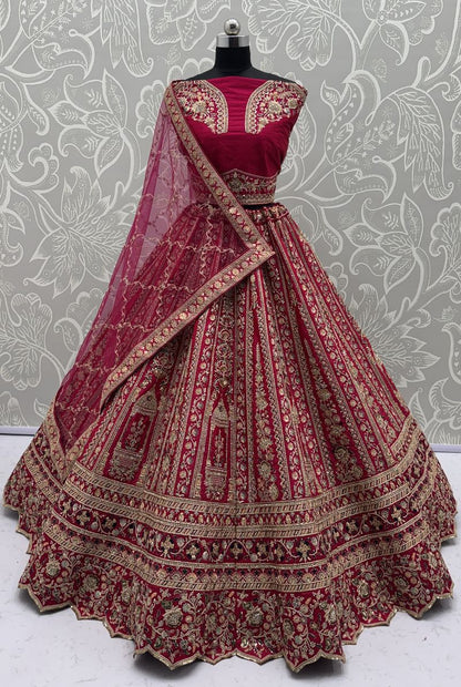 Raspberry Pink Pure Soft Silk Premium Bridal Lehenga Choli Wedding Lehenga Choli Anant Tex Exports Pvt.Ltd..