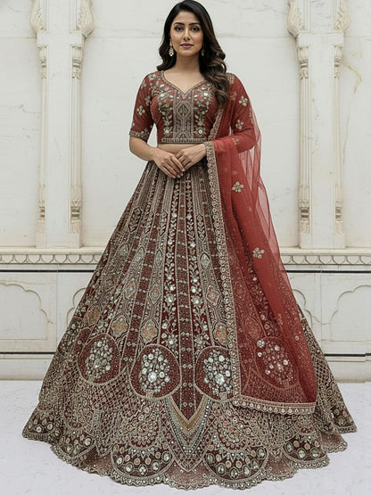 Cinnamon Pure Soft Orgenza Sequins Work Bridal Lehenga Choli Organza Lehenga Choli Anant Tex Exports Pvt.Ltd..