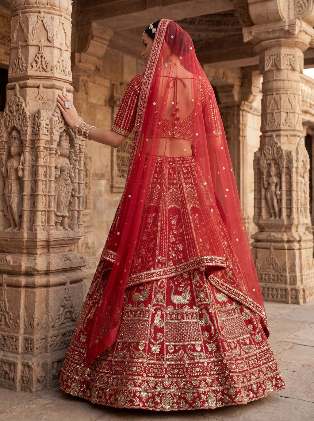 Red Pure Soft Silk Heavy Embroidery Work Bridal Lehenga 