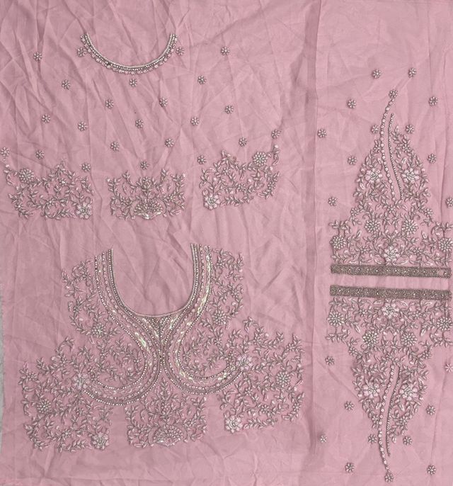 Pink Pure Soft Net Heavy Embroidery Work Bridal Lehenga