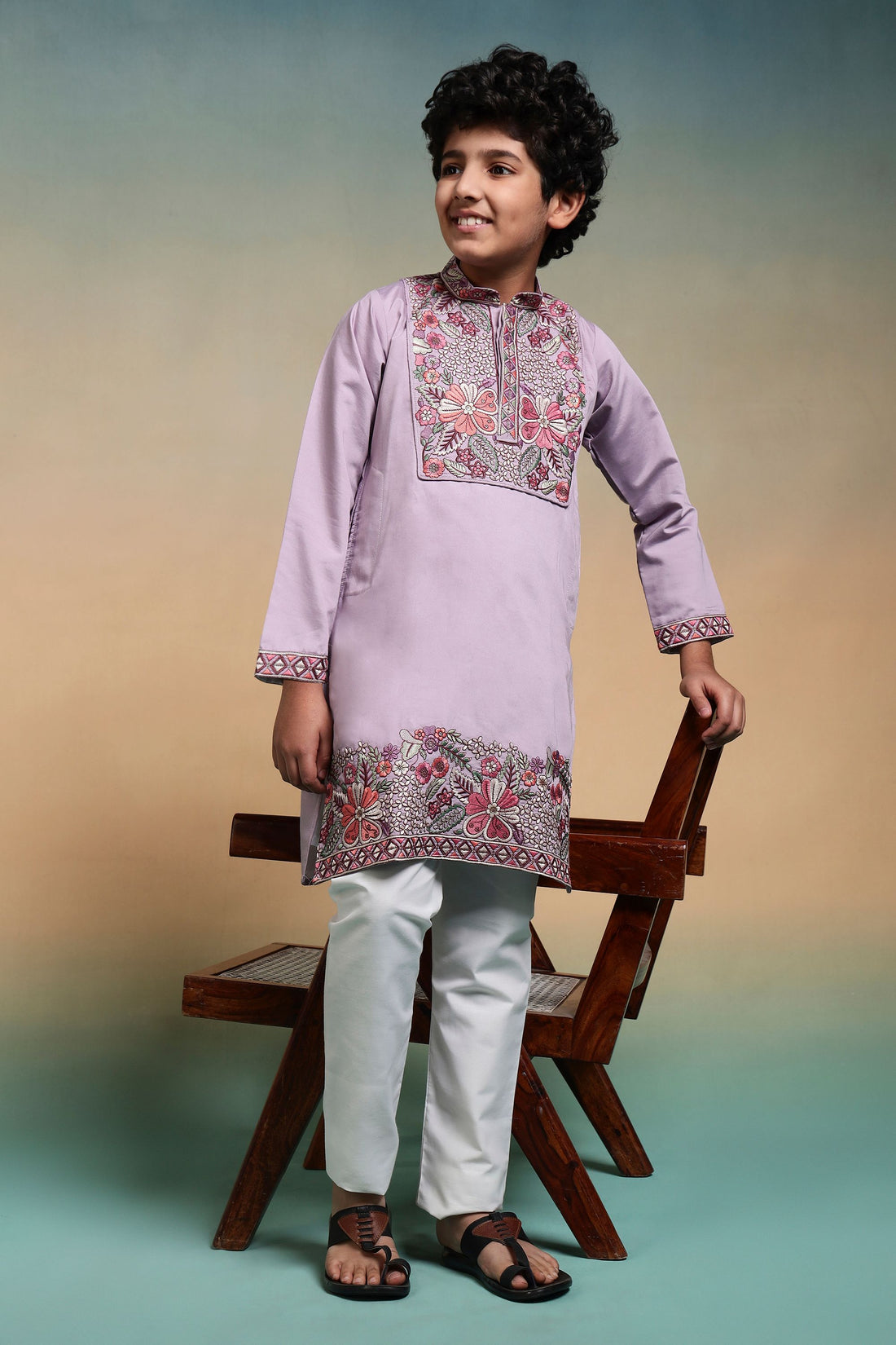 Lavendor Pure Viscose Silk Kids Boy Kurta Pajama 