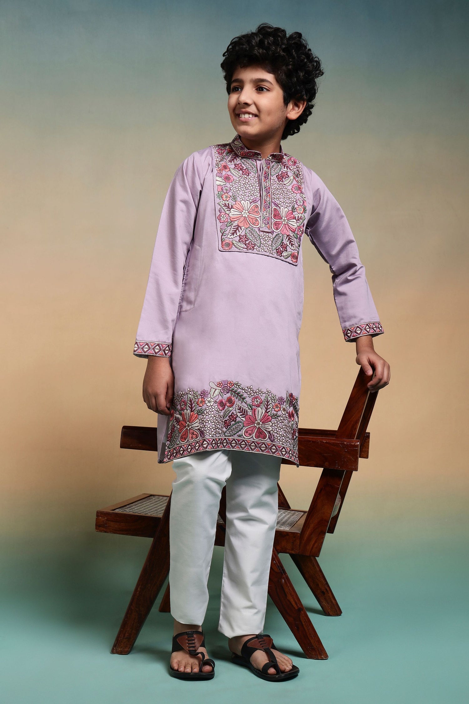 Lavendor Pure Viscose Silk Kids Boy Kurta Pajama 