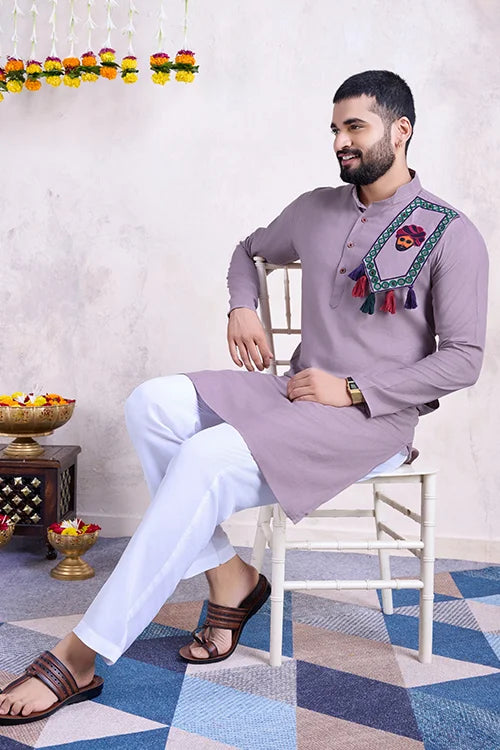 Dusty Purple Color Formal Look for Mens Kurta