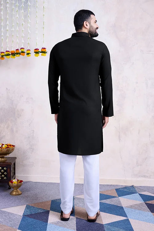 Black Color Navratri Special Real Mirror Work Men&