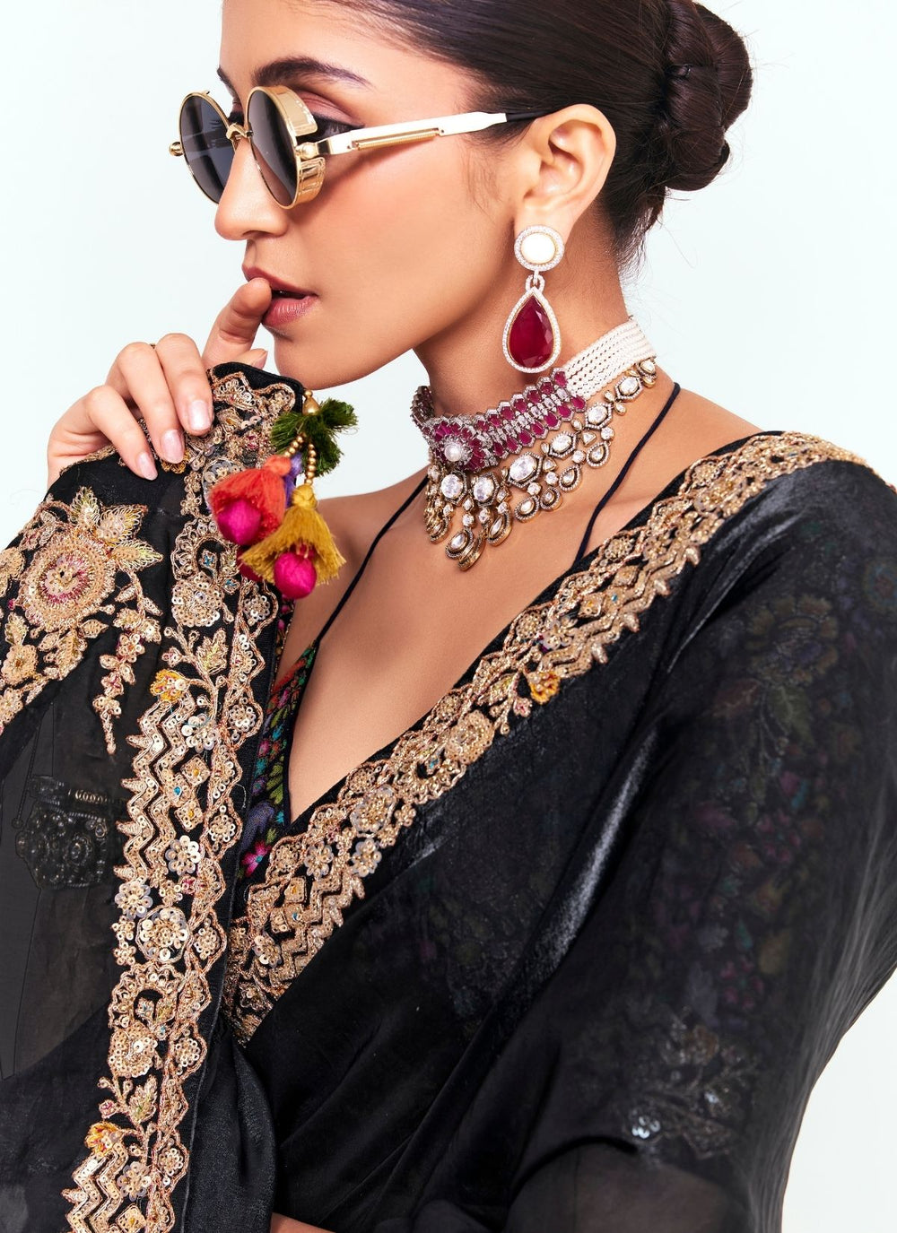 Black Pure Soft Fancy Febric Party Wear Premium Saree