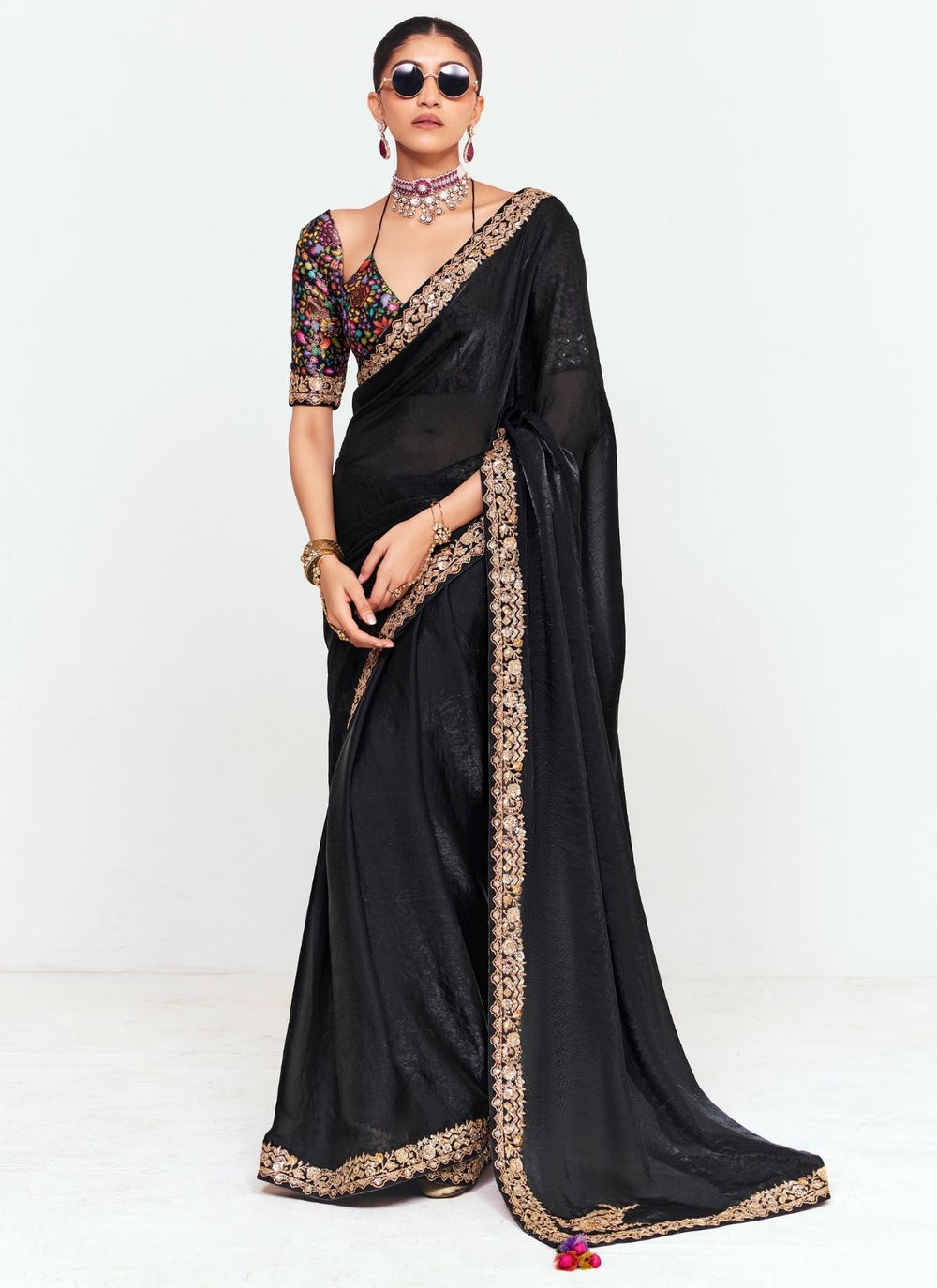 Black Pure Soft Fancy Febric Party Wear Premium Saree