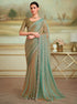 Charming Turquoise Pure Georgette Silk With Floral Sequins Saree 