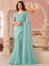 Baby Blue Pure Georgette Burberry Silk With Floral Sequins Saree 