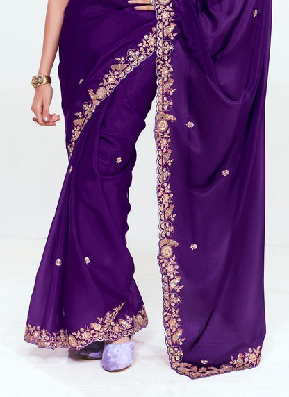 Royal Blue Pure Soft Fancy Febric Party Wear Premium Saree
