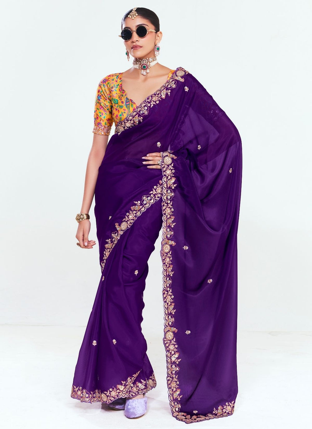 Royal Blue Pure Soft Fancy Febric Party Wear Premium Saree