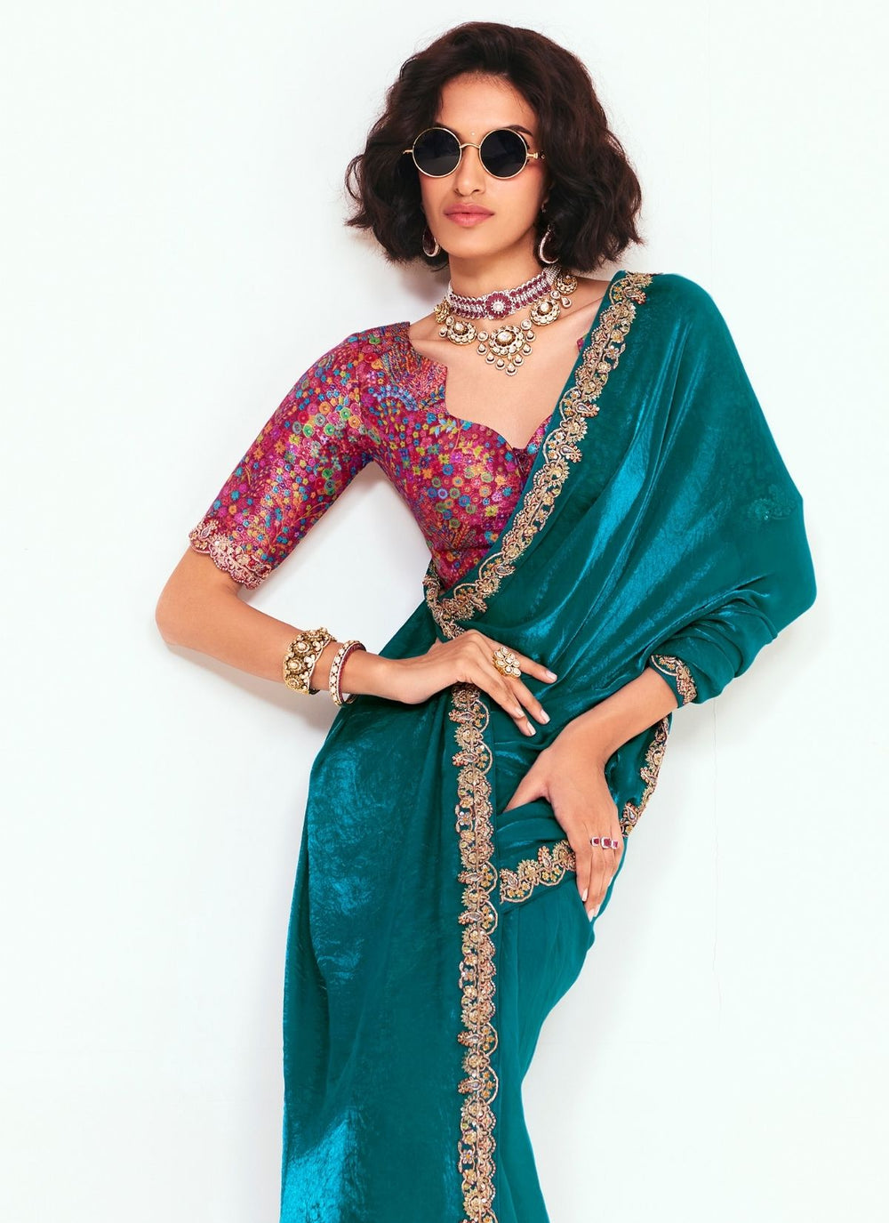 Blue Pure Soft Fancy Febric Party Wear Premium Saree
