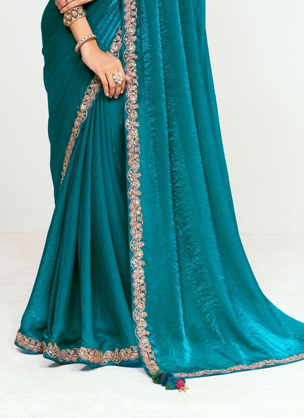 Blue Pure Soft Fancy Febric Party Wear Premium Saree