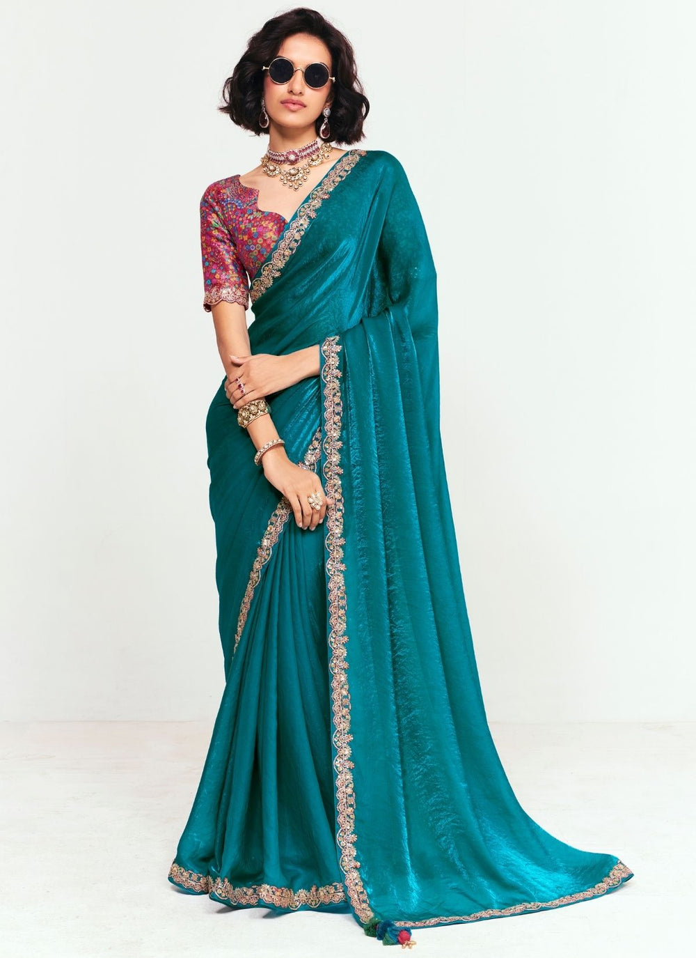 Blue Pure Soft Fancy Febric Party Wear Premium Saree