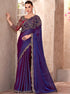 Space Purple Pure Georgette Chiffon With Embroidery Sequins Saree 