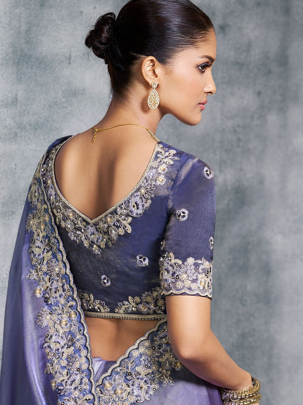 Blue Premium Zari Tissue Silk Bridal Saree 