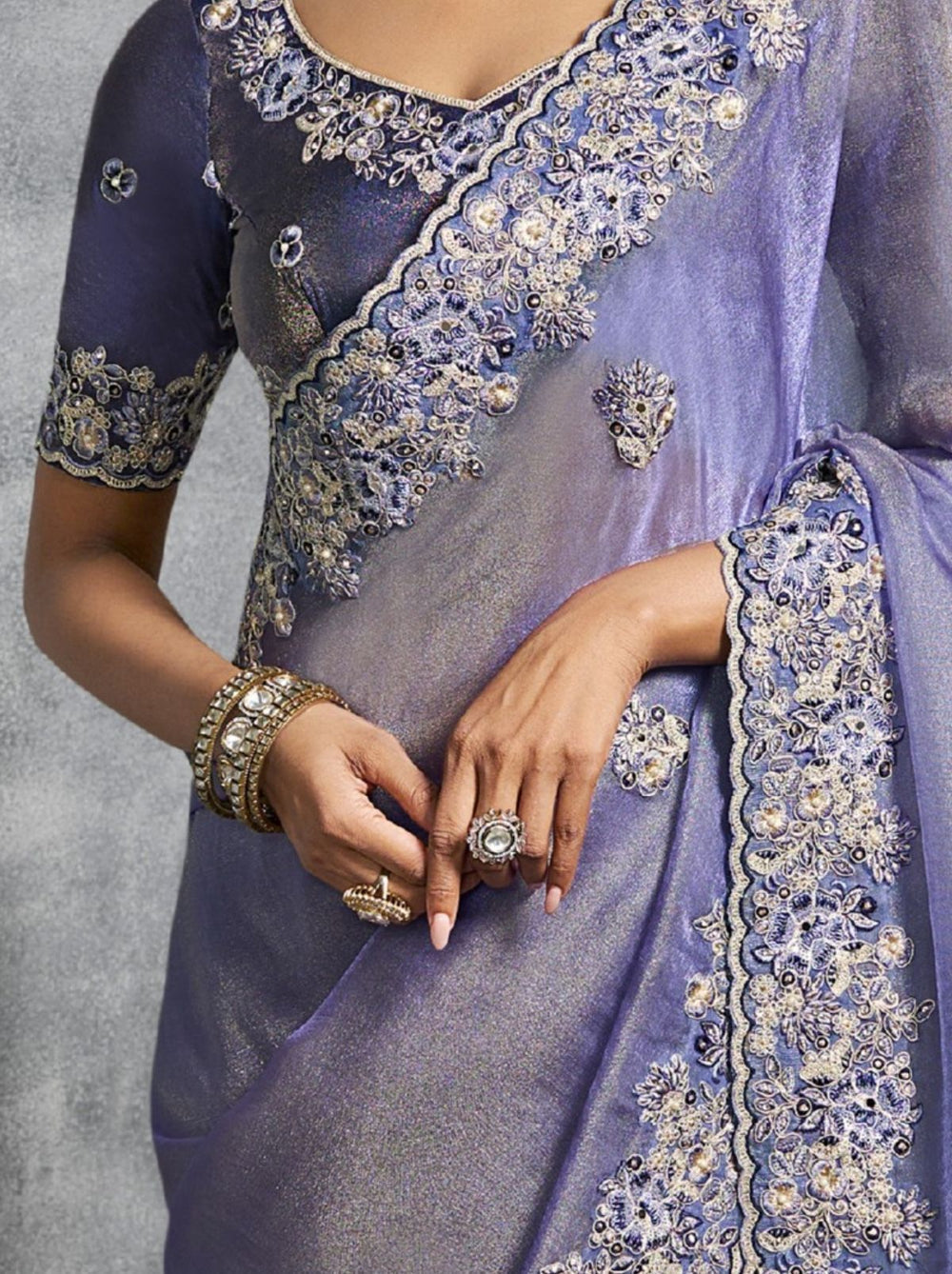 Blue Premium Zari Tissue Silk Bridal Saree 