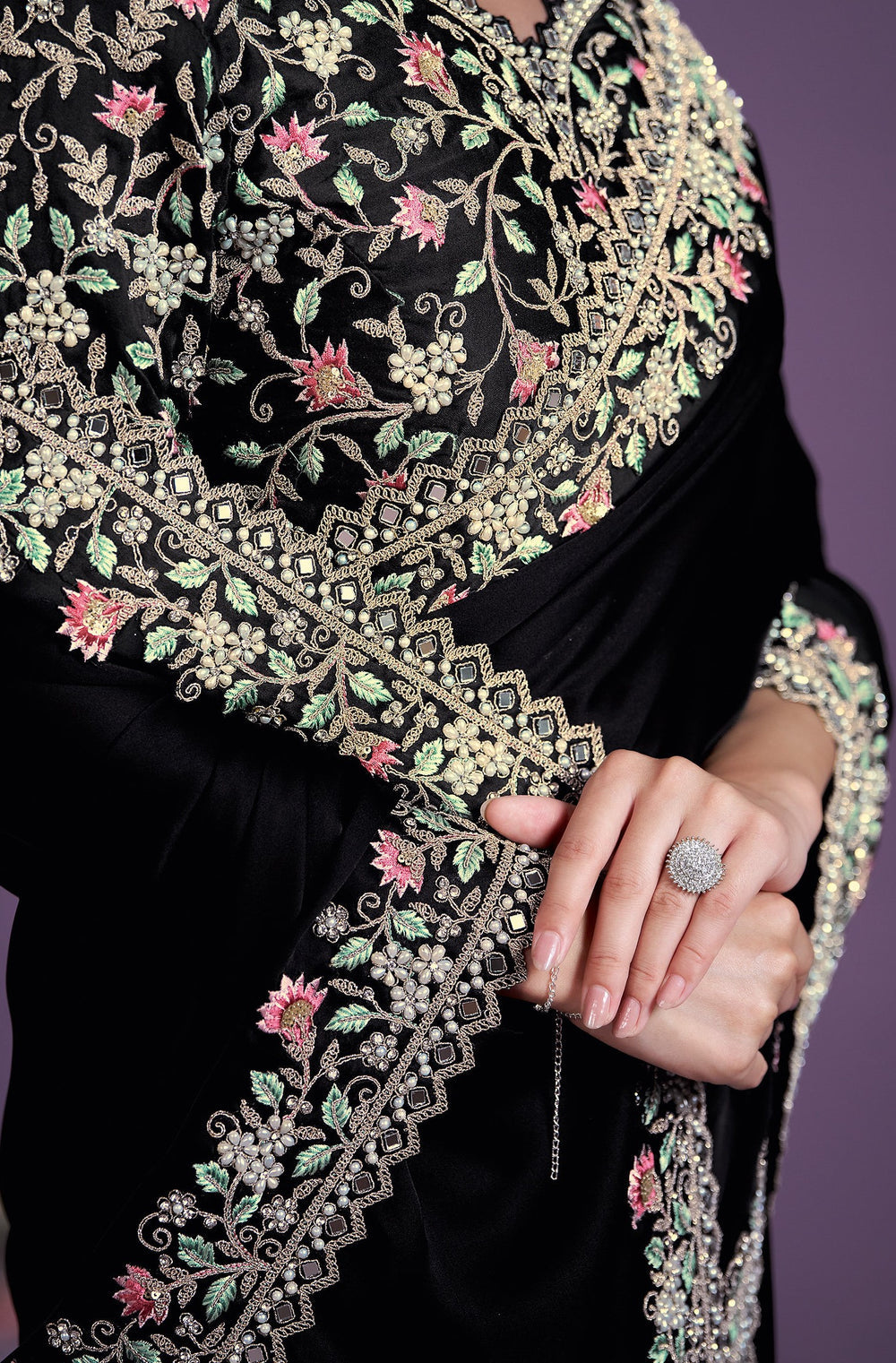 Crape Sartin Silk Saree