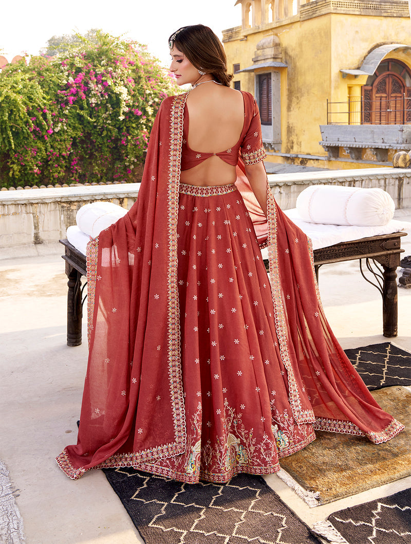 Salmon Color Chocolate Crush Chaniya Choli 