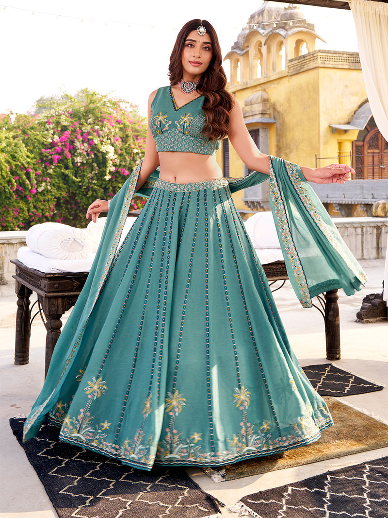 Sky Blue Color Chocolate Crush Chaniya Choli ##color## Sequins Lehenga with premium fabric and embroidery
