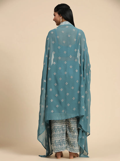 Beautiful Designer Occasion Wear Western Style Plazzo Suit
