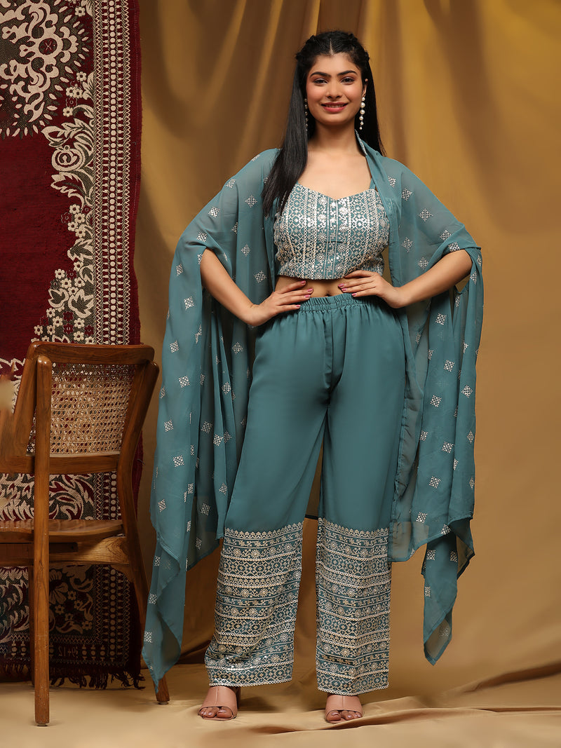 Beautiful Designer Occasion Wear Western Style Plazzo Suit