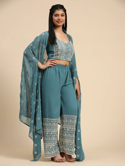 Beautiful Designer Occasion Wear Western Style Plazzo Suit