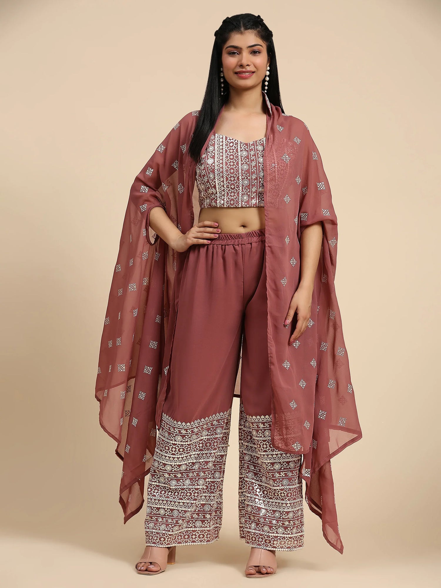 Beautiful Designer Occasion Wear Western Style Plazzo Suit