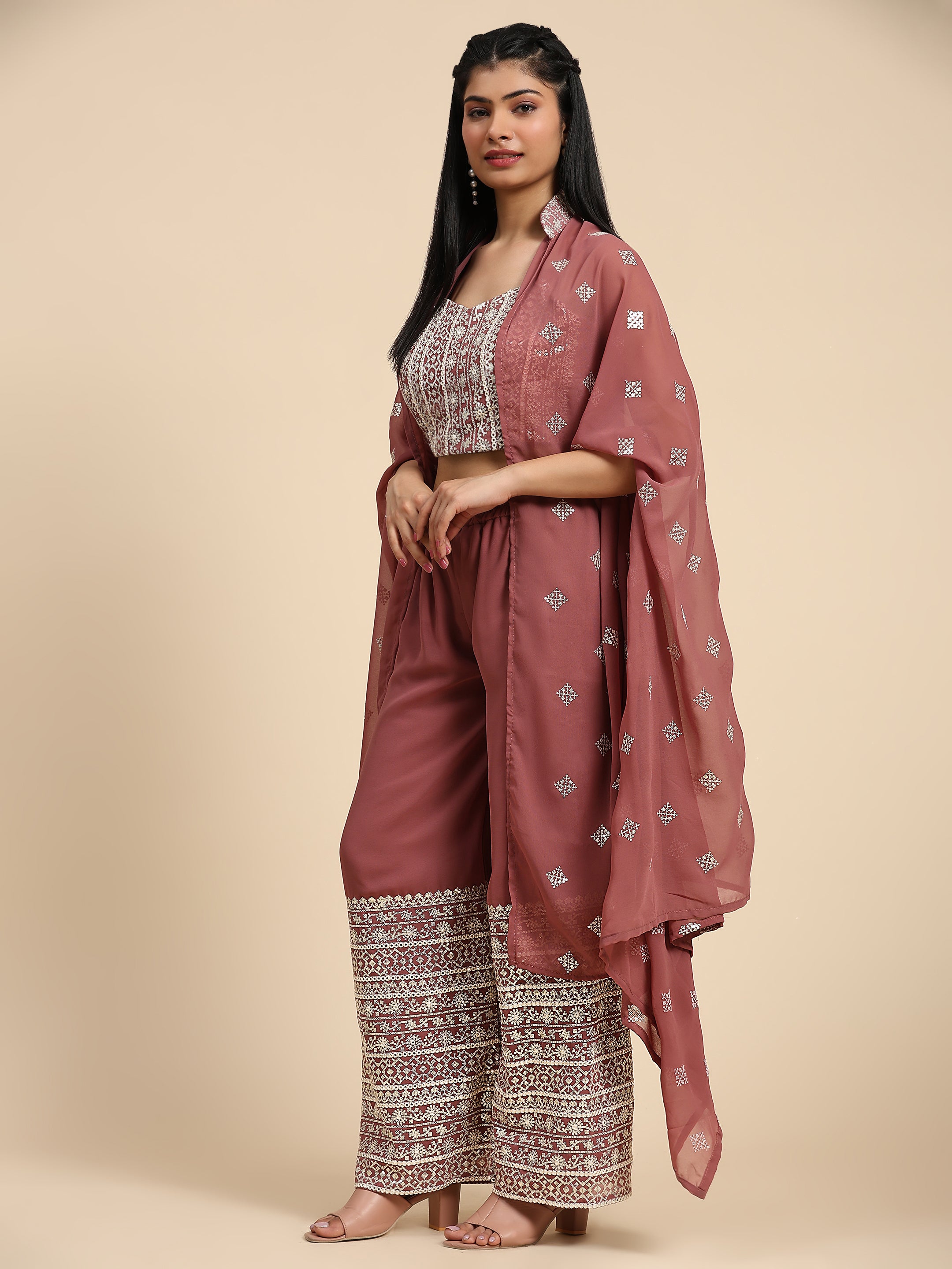 Beautiful Designer Occasion Wear Western Style Plazzo Suit