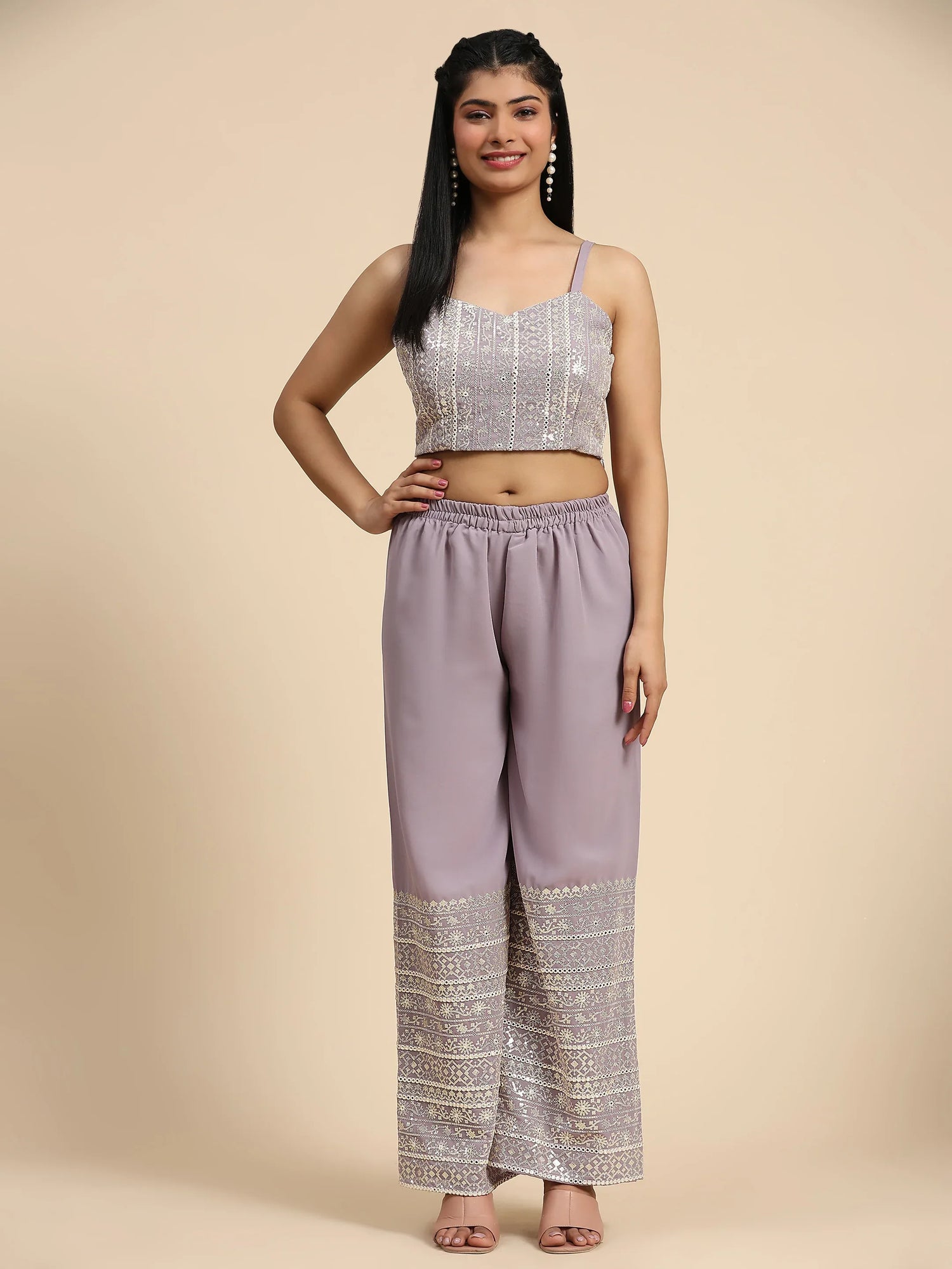 Beautiful Designer Occasion Wear Western Style Plazzo Suit