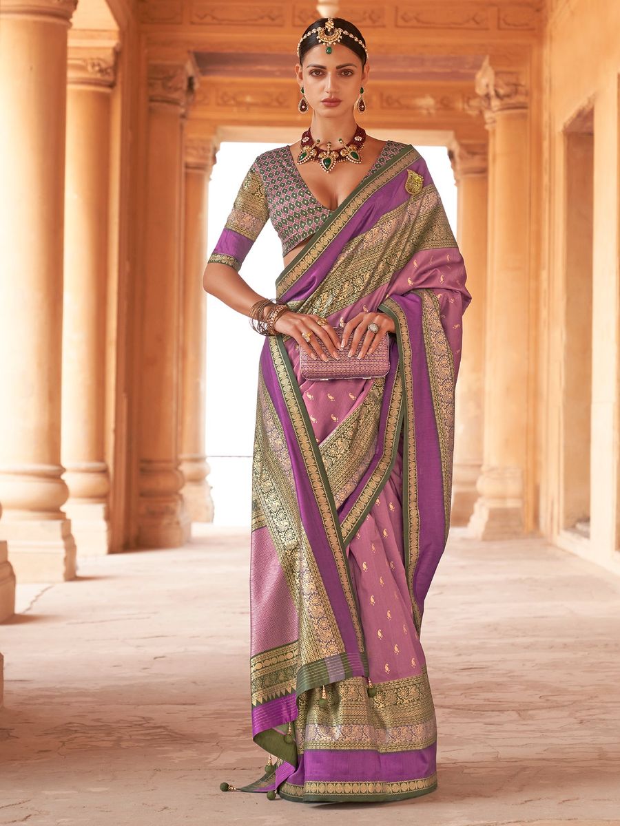 Mauve Patola Silk Traditional Woven Saree ##color## Patola Saree with premium fabric and embroidery