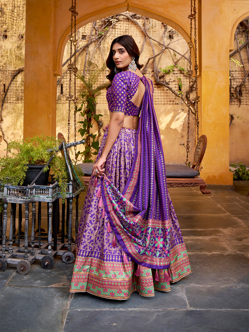 Purple Color Tasar Silk Lehenga Choli 